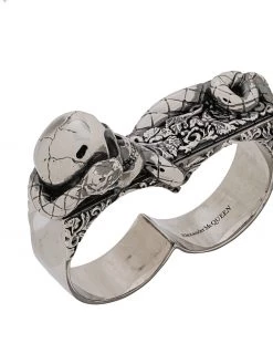 Alexander McQueen skull-motif two-finger ring