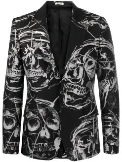Alexander McQueen skull-print single-breasted blazer