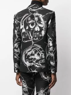 Alexander McQueen skull-print single-breasted blazer