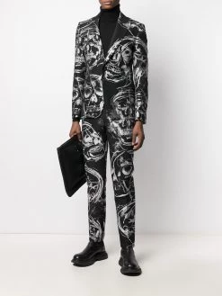 Alexander McQueen skull-print single-breasted blazer