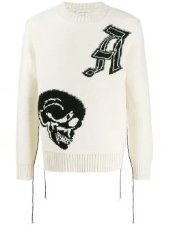 Alexander McQueen skull and logo crew neck jumper