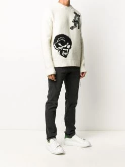 Alexander McQueen skull and logo crew neck jumper