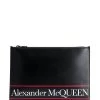 Alexander McQueen logo stripe clutch bag