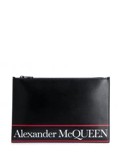 Alexander McQueen logo stripe clutch bag