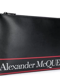 Alexander McQueen logo stripe clutch bag