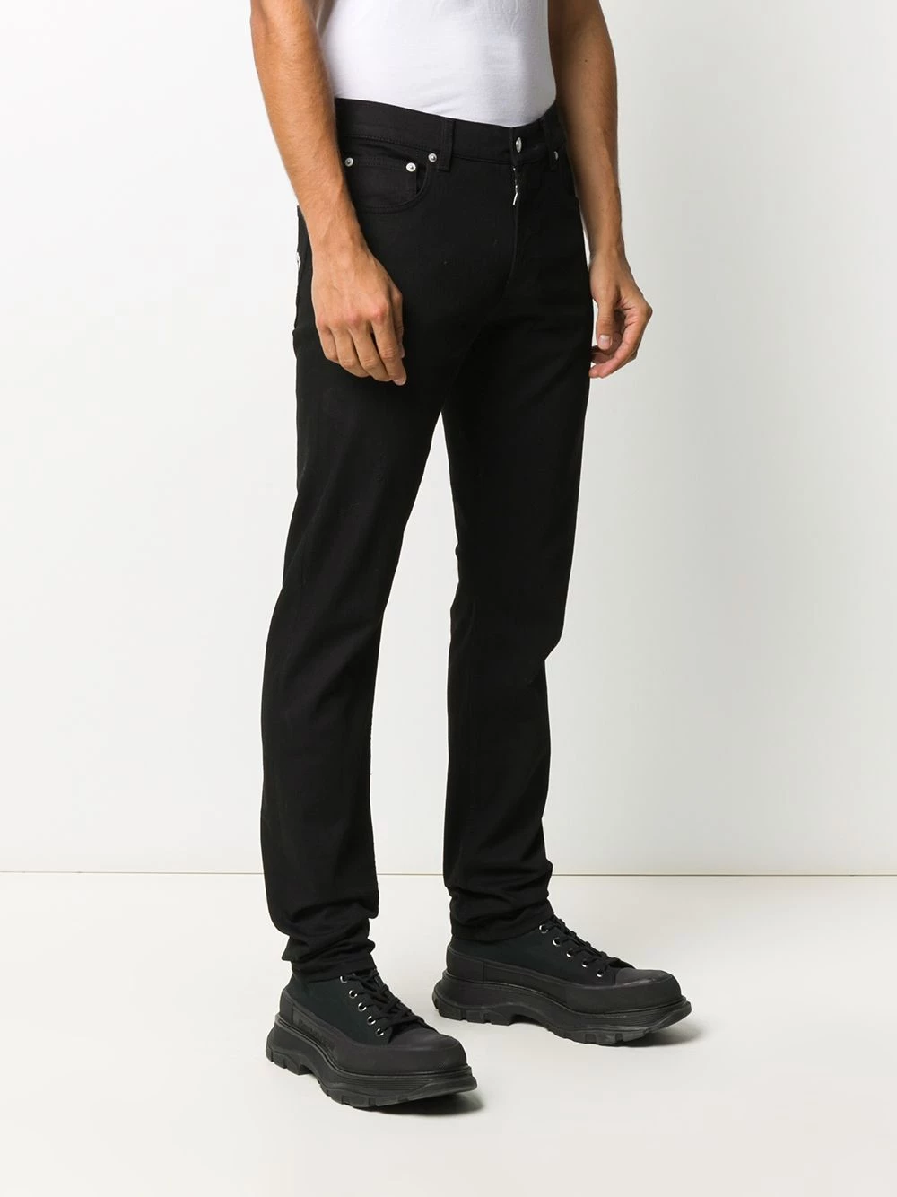Best deal โ Alexander McQueen Embroidered logo slim fit ๐ jeans ๐ 3 Alexander McQueen embroidered logo slim-fit jeans