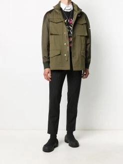 Alexander McQueen hooded logo patch military jacket