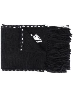 Alexander McQueen skull knit frayed edge scarf