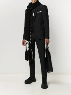 Alexander McQueen skull knit frayed edge scarf