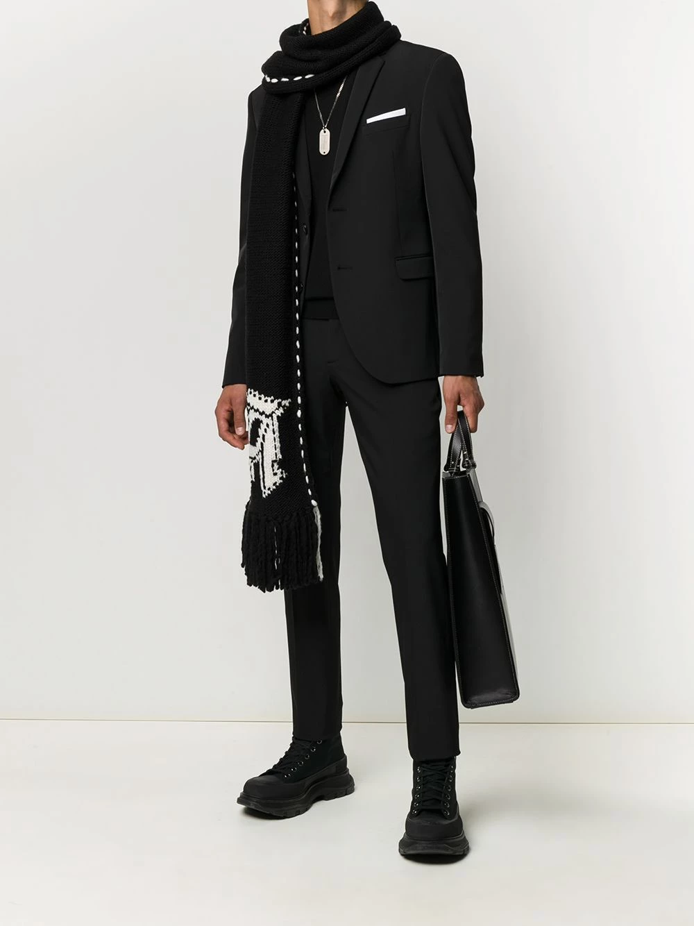 Hot Sale 🌟 Alexander McQueen Skull knit frayed edge scarf 🥰 2 Alexander McQueen skull knit frayed edge scarf