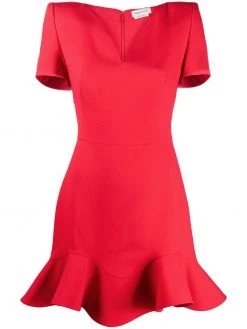 Alexander McQueen V-neck frilled hem dress