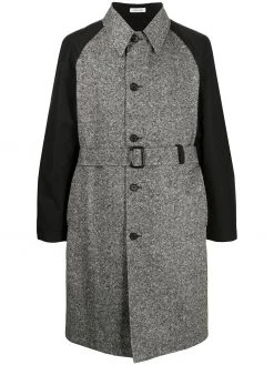 Alexander McQueen contrast-sleeve single-breasted coat