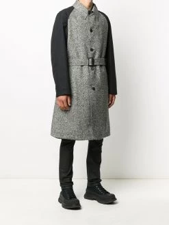 Alexander McQueen contrast-sleeve single-breasted coat