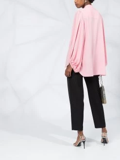 Alexander McQueen draped-sleeve collarless blouse