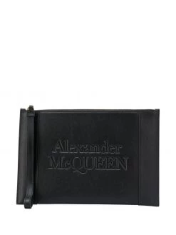 Alexander McQueen logo-embossed zip clutch