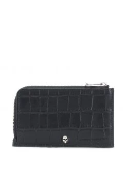 Alexander McQueen crocodile-embossed skull-stud wallet