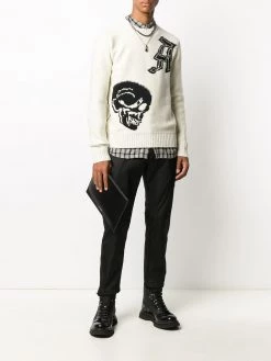 Alexander McQueen logo-print zip clutch