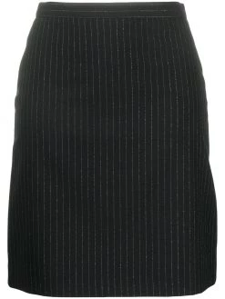 Alexander McQueen pinstripe back-ruffle wool skirt