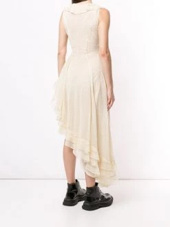 Alexander McQueen silk ruffle asymmetric dress