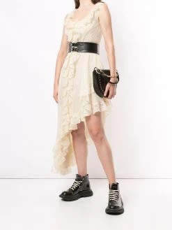 Alexander McQueen silk ruffle asymmetric dress