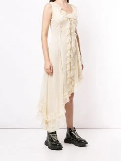 Alexander McQueen silk ruffle asymmetric dress