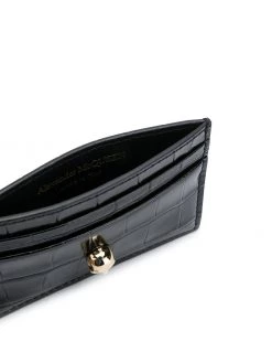 Alexander McQueen crocodile-embossed skull-stud cardholder