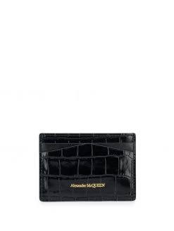 Alexander McQueen crocodile-embossed skull-stud cardholder