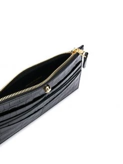 Alexander McQueen flat zip crocodile-effect wallet