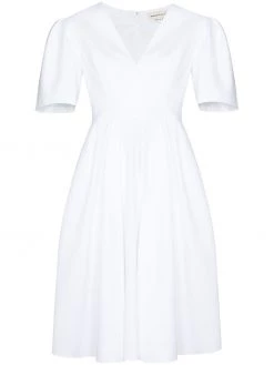 Alexander McQueen V-neck cotton midi dress