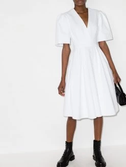 Alexander McQueen V-neck cotton midi dress