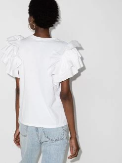 Alexander McQueen ruffle sleeve cotton T-shirt