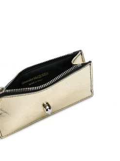 Alexander McQueen metallic Skull zipped wallet