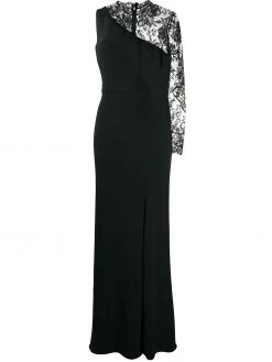 Alexander McQueen single lace sleeve evening dress