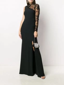 Alexander McQueen single lace sleeve evening dress
