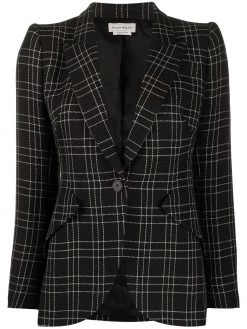 Alexander McQueen check-print fitted blazer