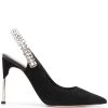 Alexander McQueen crystal-embellished slingback pumps
