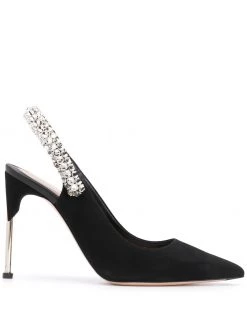 Alexander McQueen crystal-embellished slingback pumps