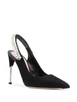 Alexander McQueen crystal-embellished slingback pumps