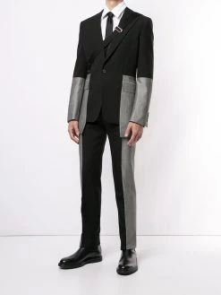 Alexander McQueen two-tone wool tailored trousers