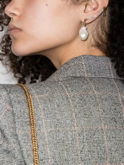 Alexander McQueen crystal-embellishment pearl pendant ear cuff