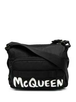 Alexander McQueen zipped logo-print shoulder bag