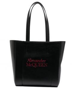 Alexander McQueen logo-print leather tote bag