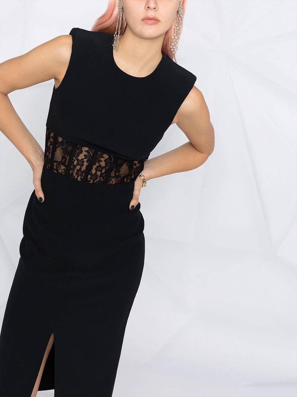 Best deal 🎉 Alexander McQueen Lace detail fitted 👗 dress 🛒 5 Alexander McQueen lace-detail fitted dress