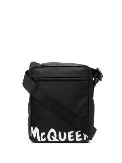 Alexander McQueen painted logo messenger bag