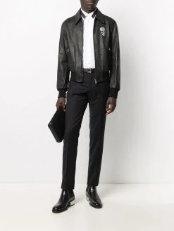 Alexander McQueen logo-patch zipped jacket