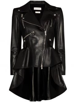 Alexander McQueen peplum-hem asymmetric biker jacket
