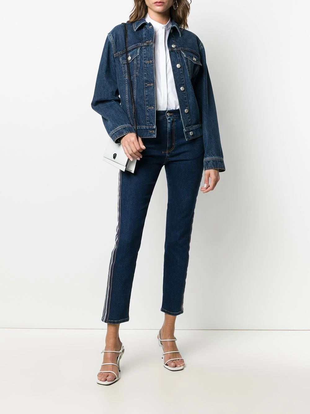 Cheap ๐ Alexander McQueen Side stripe denim jacket โญ 2 Alexander McQueen side-stripe denim jacket