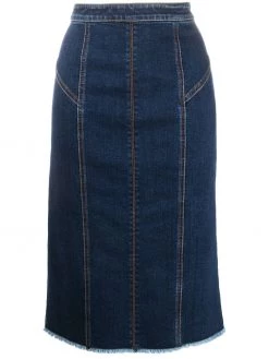 Alexander McQueen panelled mid-length denim skirt