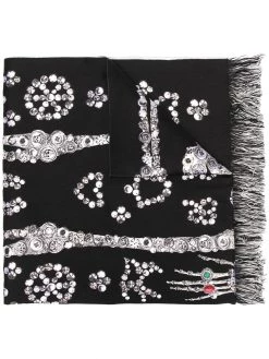 Alexander McQueen skull-print frayed scarf