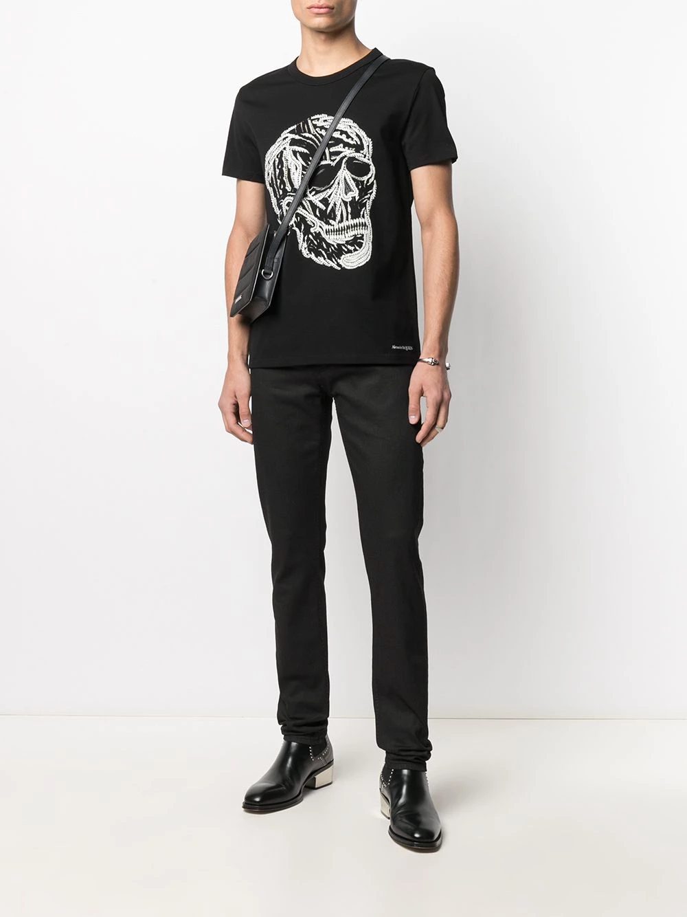 Best deal ✨ Alexander McQueen Logo studded slim fit 👖 jeans 🛒 2 Alexander McQueen logo-studded slim-fit jeans